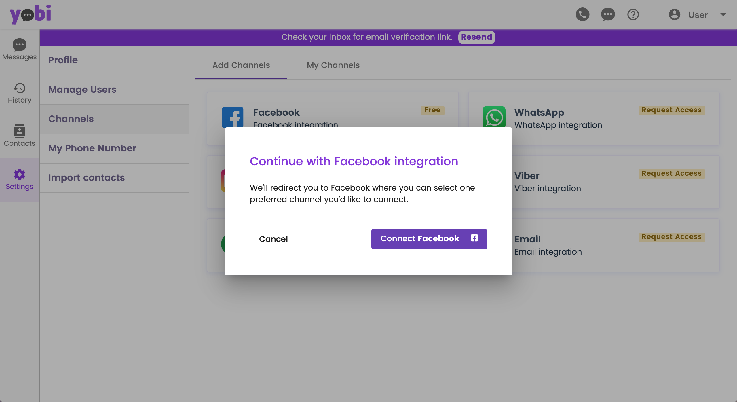 Yobi Facebook Integration